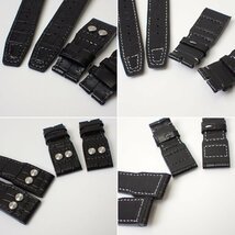 ★1円 美品 腕時計用ベルト 20mm 5点セット ブラック/型押しレザー×2/CousuMain クロコ革×2/クロノワールド NATO・ナイロン&0010200262_画像3