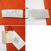 ★未使用 HERMES/エルメス ステアーズ ハンドタオル オレンジ/コットン100％/タグ付き/ハンカチ&1938100056_画像4