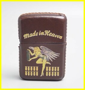 ★Zippo/ジッポー バイオハザード Made in Heaven オイルライター/ダークブラウン/表面レザー/1998年製/ヴィンテージ&1489100013