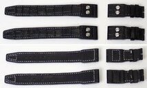 ★1円 美品 腕時計用ベルト 20mm 5点セット ブラック/型押しレザー×2/CousuMain クロコ革×2/クロノワールド NATO・ナイロン&0010200262_画像2