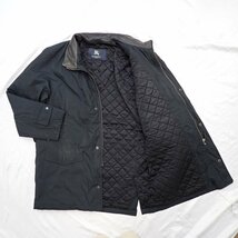 ★BURBERRY/バーバリー 中綿コート メンズL/チャコールブラック/コットン/襟レザー/フード収納式/アウター/日本製&1577906021_画像4