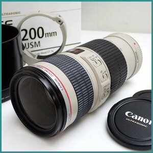 ☆1円 Canon/キャノン ズーム 望遠レンズ EF70-200mm F4L IS USM/ホワイト/フード・前後キャップ・三脚・外箱付き&0659700006