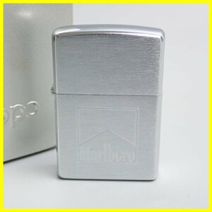 ★未使用 Zippo/ジッポー marlboro/マールボロ オイルライター/ブラッシュクローム/キーリング等付属/1997年製/ヴィンテージ&1903200060