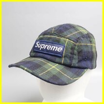 ★Supreme/シュプリーム ロゴワッペン キャップ 頭周約52.5～62cm/ダークグリーン系/チェック柄/帽子&1780802962_画像1