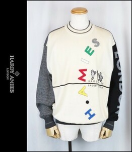 ■■＜美品＞ ハーディエイミス＜HARDY AMIES:Appliquロゴ＞Crew１Neck セーター＜L＞ ■■