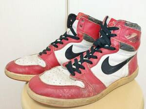 85 year made NIKE Nike AJ1 air Jordan 1 red × white original US101/2 Vintage 