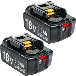 2個セット 互換 マキタ 18V バッテリー BL1860B 18V 6.0Ah 電動工具用 バッテリー 大容量電池LEDデジタル残量表示