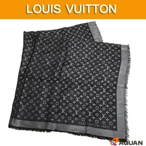 ルイヴィトン LOUIS VUITTON M75123 ショール・モノグラム・シャイン 大判ストール ショール ブラック 黒 aq9089