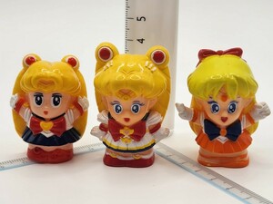 セーラームーン 指人形 当時物 レトロ 3セット[231215検]Sailor Moonソフビ うさぎ マーキュリー マーズ ヴィーナス ジュピター ちびうさ