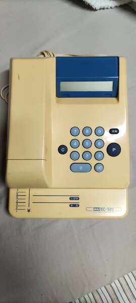 匿名配送　送料無料　MAX　電子チェックライター　EC-500　小切手　手形切　オフィス　通電のみ確認済　ジャンク品