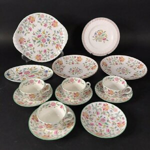 ER1120-15-3 MINTON まとめ カップ＆ソーサー 皿 ミントン ケーキ皿 大皿 ハドンホール 花柄 楕円 最大全長28cm 100サイズ