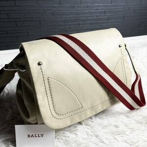 美品/1円 ●BALLY バリー メンズ ビジネス メッセンジャーバッグ ショルダーバッグ トレスポ レザー 本革 斜め掛け ベージュ