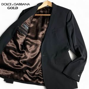 極美品/GOLD ●ドルチェ&ガッバーナ DOLCE&GABBANA D&G ドルガバ メンズ ●裏地光沢 ドット柄 テーラードジャケット ブラック 48 L