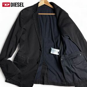 XL/大きいサイズ ●DIESEL ディーゼル メンズ ●スエット デニム テーラードジャケット シングル インディゴ カジュアル ブラック 黒
