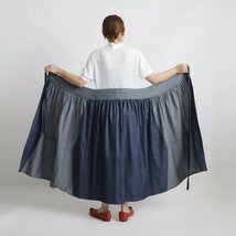 X'mas１０００円からスタート　巻き巻く愉快なパッチワーク巻きスカート　ポケット付　甘織デニム シャンブレー フリーサイズY99U_画像1