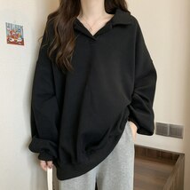 新作 トレーナー レディース 大きいサイズ Vネック 春秋 秋服 春服 長袖 シンプル 無地 薄手 トップス ゆったり カジュアル 3色M-4XL_画像2