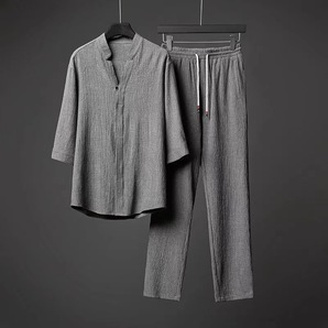 新品 新入荷 サイズ選択可 Tシャツ ロングパンツ パンツ メンズ ルームウェア 部屋着 涼しいセットアップ 上下セット 黒の画像2
