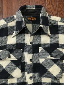 ビッグヤンク ＢＩＧＹＡＮＫ ビンテージ マチ付き ブロックチェック ウールシャツ 白 黒 バッファローチェック ４０ｓ ４０年代