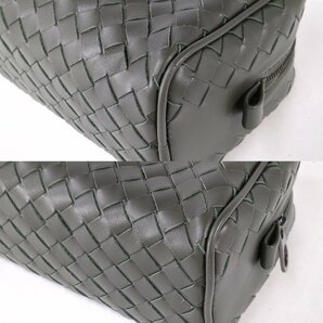 【極美品】BOTTEGA VENETA ボッテガヴェネタ イントレチャート クラッチ バッグ セカンド ポーチ レザー モスグリーンの画像10