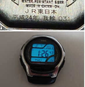 我孫子運輸区 車掌用デジタル腕時計 『JR東日本 平成24年 我輸 031』刻印有り 動作中 バックライト点灯 CASIO ベルト欠損