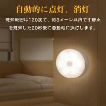 人感センサーライト LED ナイトライト USB充電式 小型 キッチンライト 足元灯 電球色/昼白色 常夜灯 補助照明 自動点灯☆2色選択/1点_画像2