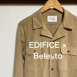 【極美品】EDIFICE Belesto フェイクスエード　オープンカラーシャツ