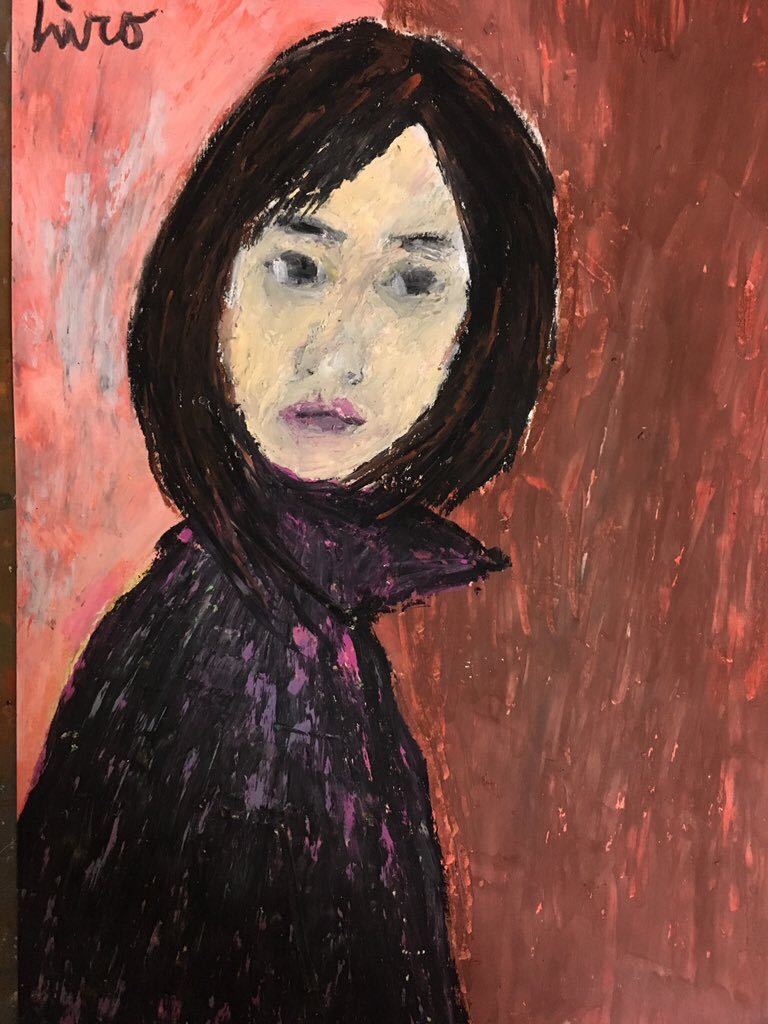 Artist Hiro C Original It's All Over Now Baby Blue, painting, oil painting, portrait