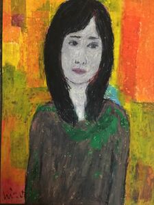 Art hand Auction Artist Hiro C Original Still Waiting, Painting, Oil painting, Portraits