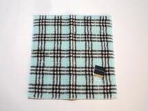 即決/Burberry バーバリー タオル ハンカチ チェック 水色 新品未使用_画像1