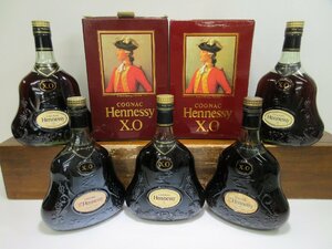 5本セット ヘネシー XO グリーンボトル 金キャップ Hennessy 700ml コニャックブランデー 未開栓 古酒 1円スタート 箱×2/12-6-9