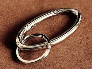  silver kalabina key holder ( ellipse )na ska n double ring key holder belt loop men's key hook key mobile Vintage 