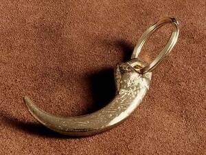  латунь брелок для ключа (. узор ) Kiva животное животное зуб коготь угол . игла кольцо для ключей детали колье латунь Gold подвеска с цепью 