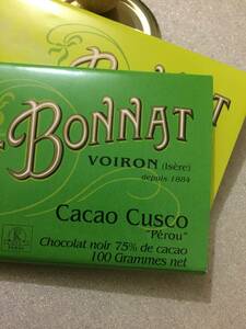 ◇ショコラ フランス ◇ BONNAT ボナ CACAO CUSCO PEROU カカオ クスコ ペルー ブラック 75％