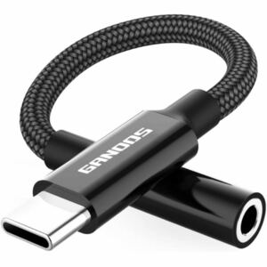 イヤホンジャック 変換 USB Type-C 3.5mm イヤホン変換アダプター DAC搭載 ブラック