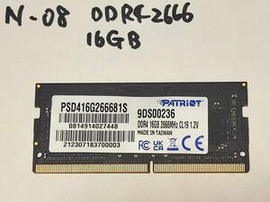 N08 【動作品】 PATRIOT ノートパソコン用 メモリ 16GB 1枚組 DDR4-2666 PC4-21300 ラップトップ 動作確認済み PSD416G266681S