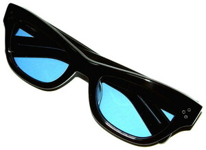 新品 CUSHMAN クッシュマン 鯖江市 ハンドメイド 1950's ビンテージ ウェリントン サングラス (ブラックフレーム×ブルーレンズ) 眼鏡