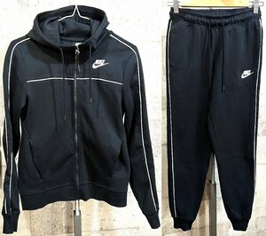 レディース ナイキ スウェット 上下セットアップ 黒白 XS 150 NIKE ブラック 黒 パーカー スウェットパンツ