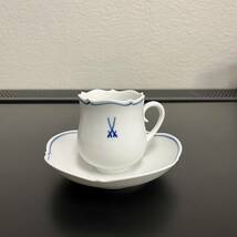 1000円スタート【中古】Meissen マイセン コーヒーカップ＆ソーサー 2セット 陶磁器 食器 コップ お皿_画像4