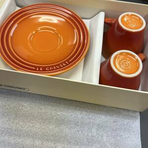 1000円スタート【中古】LE CREUSET ル・クルーゼ エスプレッソカップ ミニ グラス キッチン 耐熱 耐冷 対応 オレンジ レジェ プレート