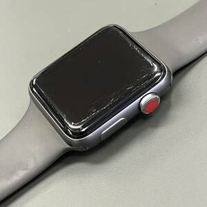 1スタ【動作未確認】Apple Watch アップルウォッチ 42mm SERIES3 ALUMINUM CASE ION-X GLASS CERAMIC BACK GPS LTE WR-50M M/L 中古