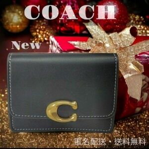 ■未使用■コーチ COACH CH825 Silver タビー 2つ折りカード レザー カードケース 名刺 ブラック系