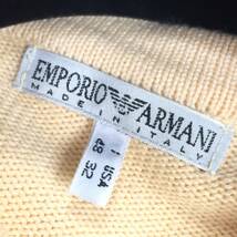 EMPORIO ARMANI エンポリオ アルマーニ インターシャ編み ロゴ入り 生成り/ホワイト 白 コットンニット クールネック ニット セーター 48=L_画像9