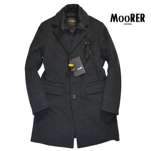 [定価54万] 頂点級◎!! ムーレー MooRER カシミヤ100% ダウン レイヤード チェスターコート ロロピアーナ 48 メンズL グレー 超美品