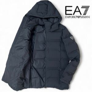 エンポリオアルマーニ《肉厚極暖/ロゴワッペン》EMPORIO ARMANI EA7 ダウンジャケット フード ブルゾン アウター ブラック 黒 ダブルジップ