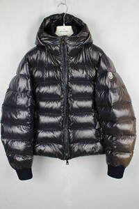 301 モンクレール MONCLER ワッペン フード ダウンジャケット ブラック AUBERT １/M　メンズ トリコロール ダウン I1214