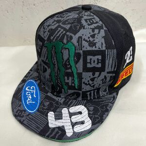 【美品♪】l22 MONSTER ENERGY モンスターエナジー　カッコイイ♪キャップ　帽子　71/2 黒×グレー　おすすめ♪お買い得！59.6㎝　ヘビロテ