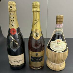 B14672(012)-156/IT3000　酒　※同梱不可　3点まとめ　MOET＆CHANDON 12%750ml / POL CLEMENT 11%750ml / CHIANTI 2005 12%750ml