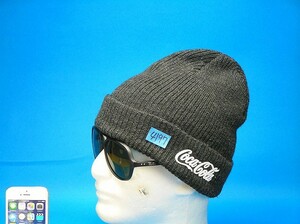 非売品♪ Coca-Cola コカ・コーラ ♪古着 グレー系 ニット帽 Unisex フリーsize ニットキャップ ワッチ ビーニー 帽子4197■郵便送料140円