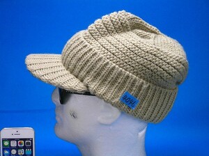 つば付きニットキャップ France フランス製♪ Bonnet en tricot Evrard ♪ベージュ系 ニット帽 ワッチ ビーニー 帽子 4046■郵便送料350円