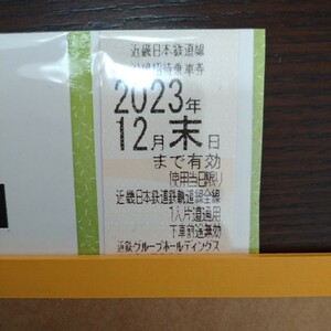 近鉄株主優待乗車券　1枚　近畿日本鉄道　乗車券　2023年12月末まで